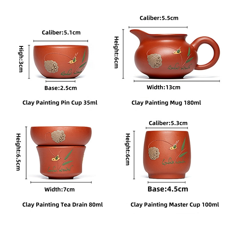 Yixing Purple Clay Pot Pure Handmade Famous Teapot Tea Set 210ml
