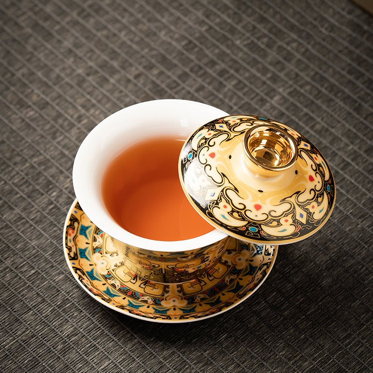 Tangka Lidded Bowl Sheep Jade Tea Cup Kung Fu Tea Set