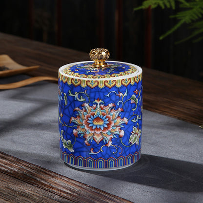 Enamelled Ceramic Tea Storage Jar
