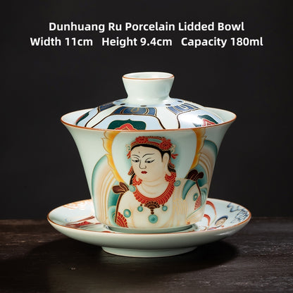 Tangka Lidded Bowl Sheep Jade Tea Cup Kung Fu Tea Set