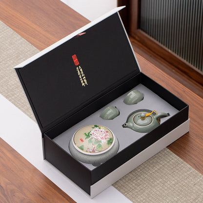 Caja de regalo de cerámica para almacenamiento de té, juego de té que viaja