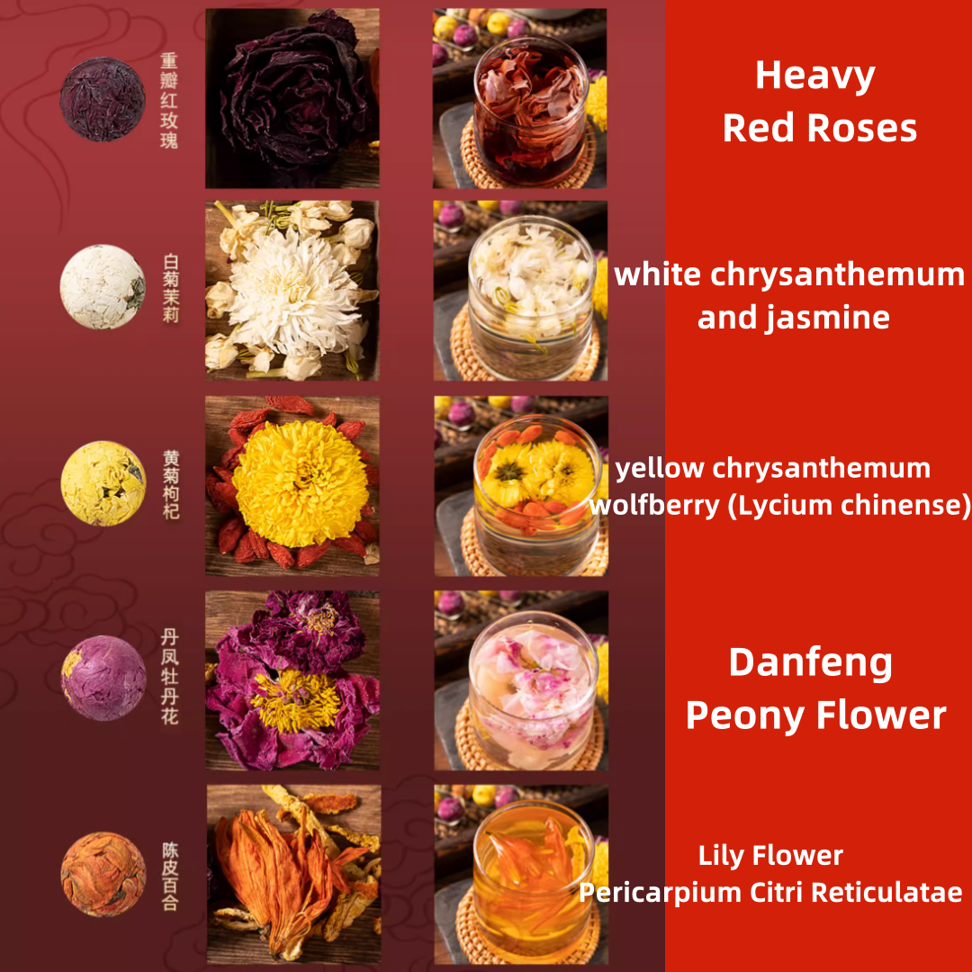 Té de flores Té de flores de perlas de dragón pétalos de rosa osmanthus jazmín y otras combinaciones de sabores