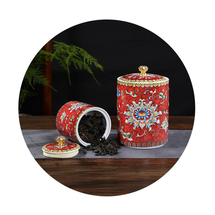 Tarro de almacenamiento de té de cerámica esmaltada
