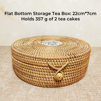 Handmade Rattan Tea Cake Box Rustic Style Puerh Tea Cake Organizer