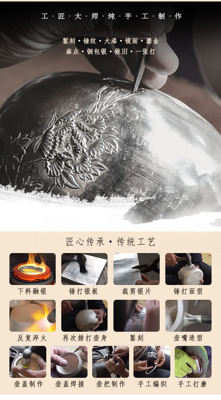 环纽光面Weathered look Lifting-handle silver pot