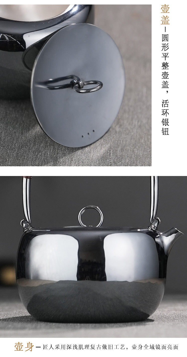 环纽光面Weathered look Lifting-handle silver pot
