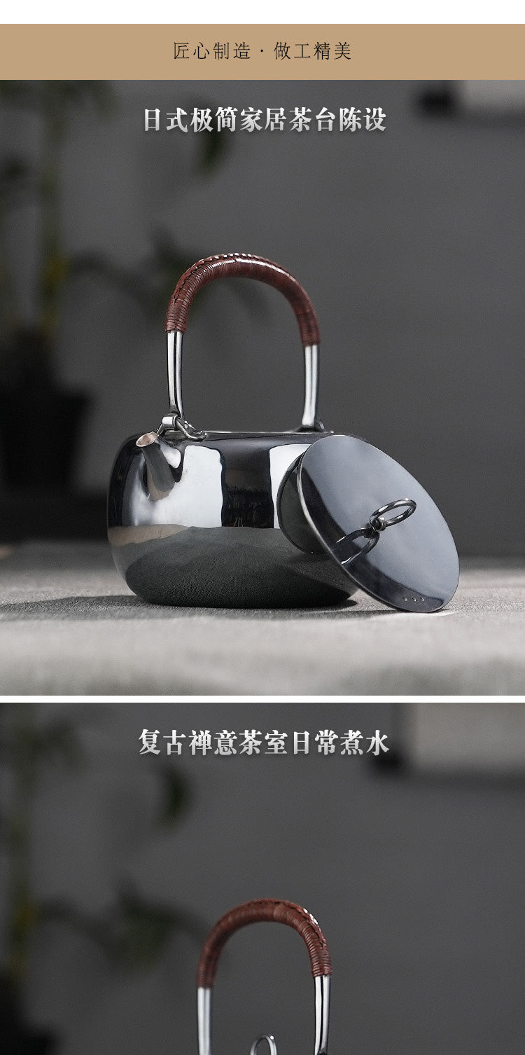 环纽光面Weathered look Lifting-handle silver pot