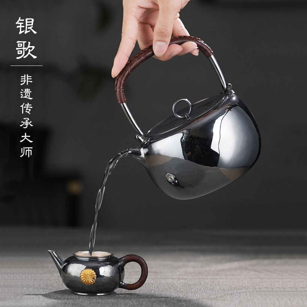 环纽光面Weathered look Lifting-handle silver pot