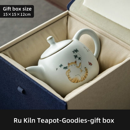 Olla de horno Ru de cerámica, porcelana Ru, Kung Fu, té negro, elaboración de té, olla individual