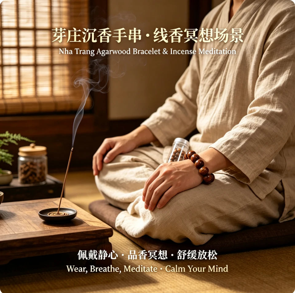 红袖添香 Luxury Hainan Agarwood Incense Set – Premium Incense Sticks & Prayer Bead Bracelet Gift Box