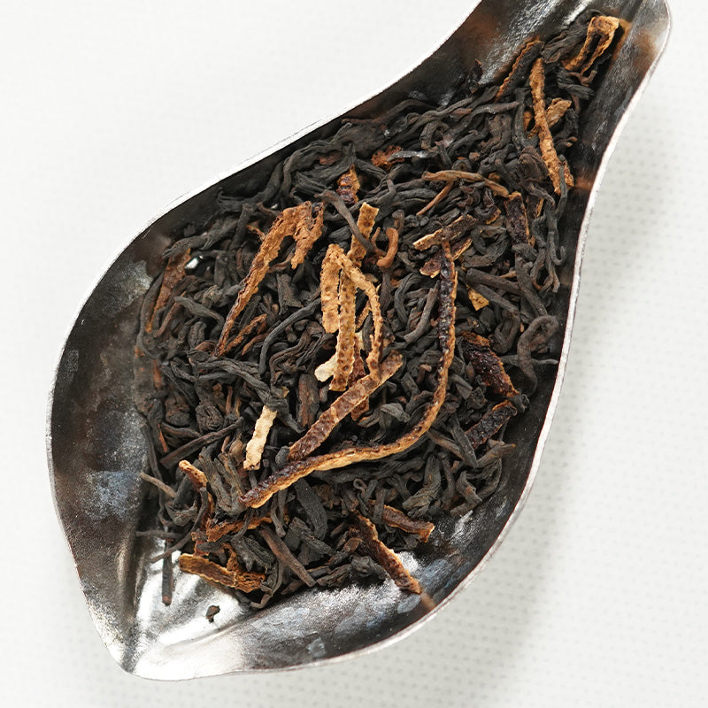 黄金陈皮六堡茶 Golden Chen Pi Liu Bao Tea | 2010 Liu Bao + 2017 Aged Tangerine Peel | 8g Single-Serve Pouch (Blue Mark) - description