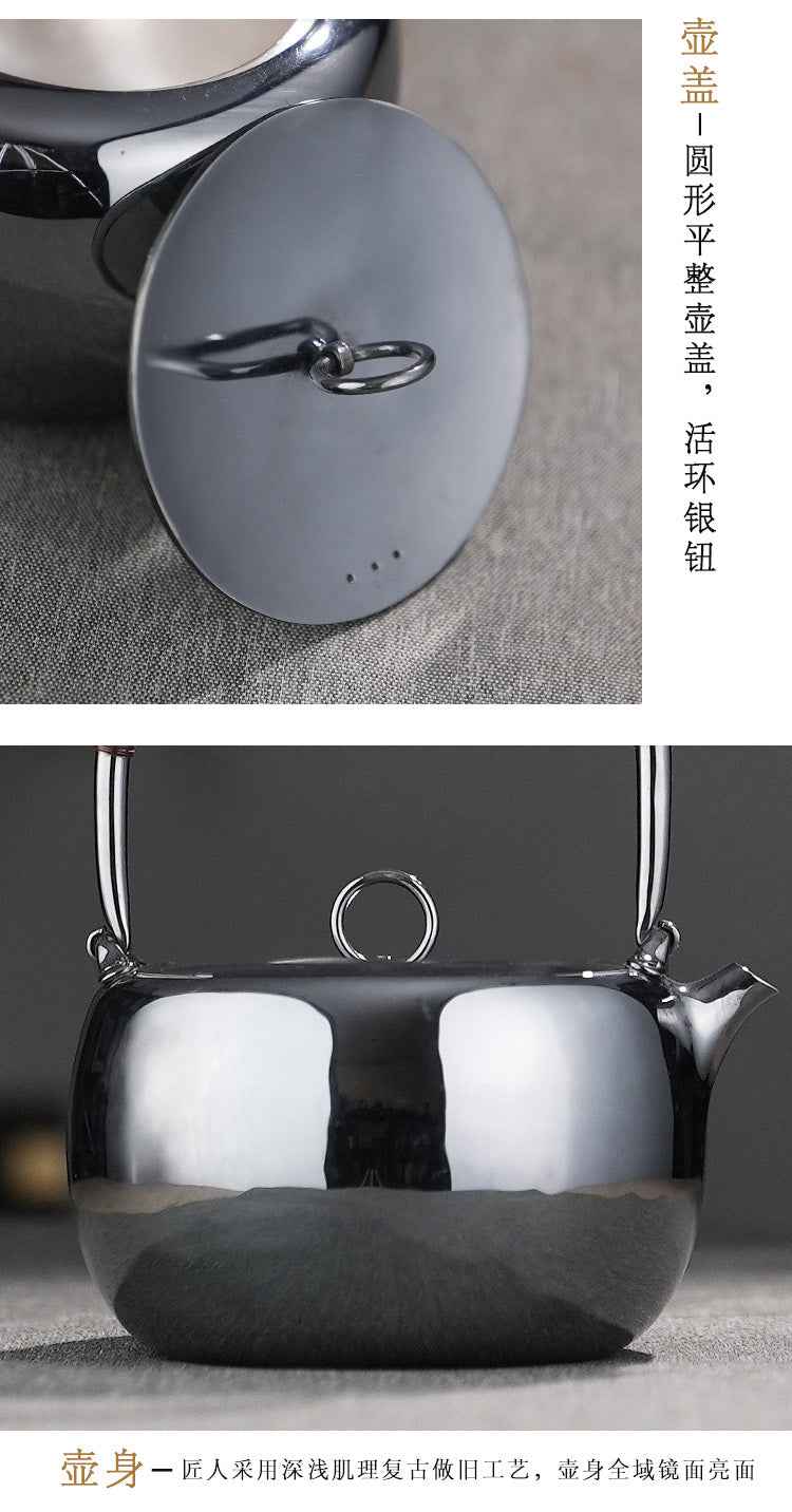 环纽光面Weathered look Lifting-handle silver pot